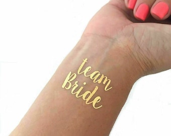 18 Team Bride Temporary tattoo pack Hen Party Bride To Be Tattoos Gold Foil Transfer