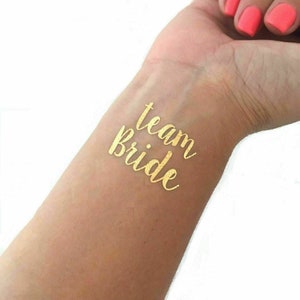 18 Team Bride Temporary tattoo pack Hen Party Bride To Be Tattoos Gold Foil Transfer
