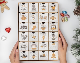 Fill your Own Advent Calendar 1-24 Draws Christmas Countdown