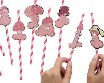 15 Gold Willy Straws – Novelty Hen Party Drinking Straws, Reusable 18cm