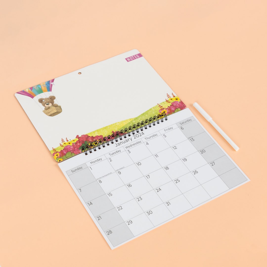 2024 Monthly Memo Board Wall Calendar Family Organiser White Board