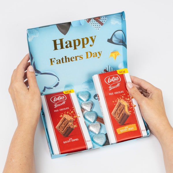 Lotus Biscoff Milk Chocolate Bars Hearts Hamper Gift Present Happy Fathers Day