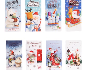 8 Money Wallets Christmas Gift Voucher Card & Envelope 3D Hand Finished