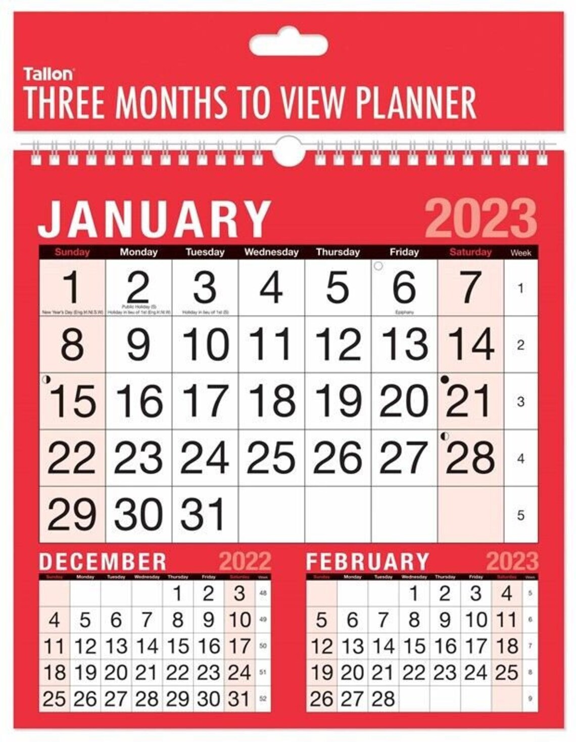 2023 3 Month To View Spiral Bound Wall Planner Organiser Etsy UK