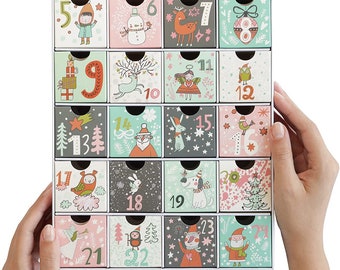 Fill / Make your Own Advent Calendar 24 Days 1-24 Draws Christmas Countdown White