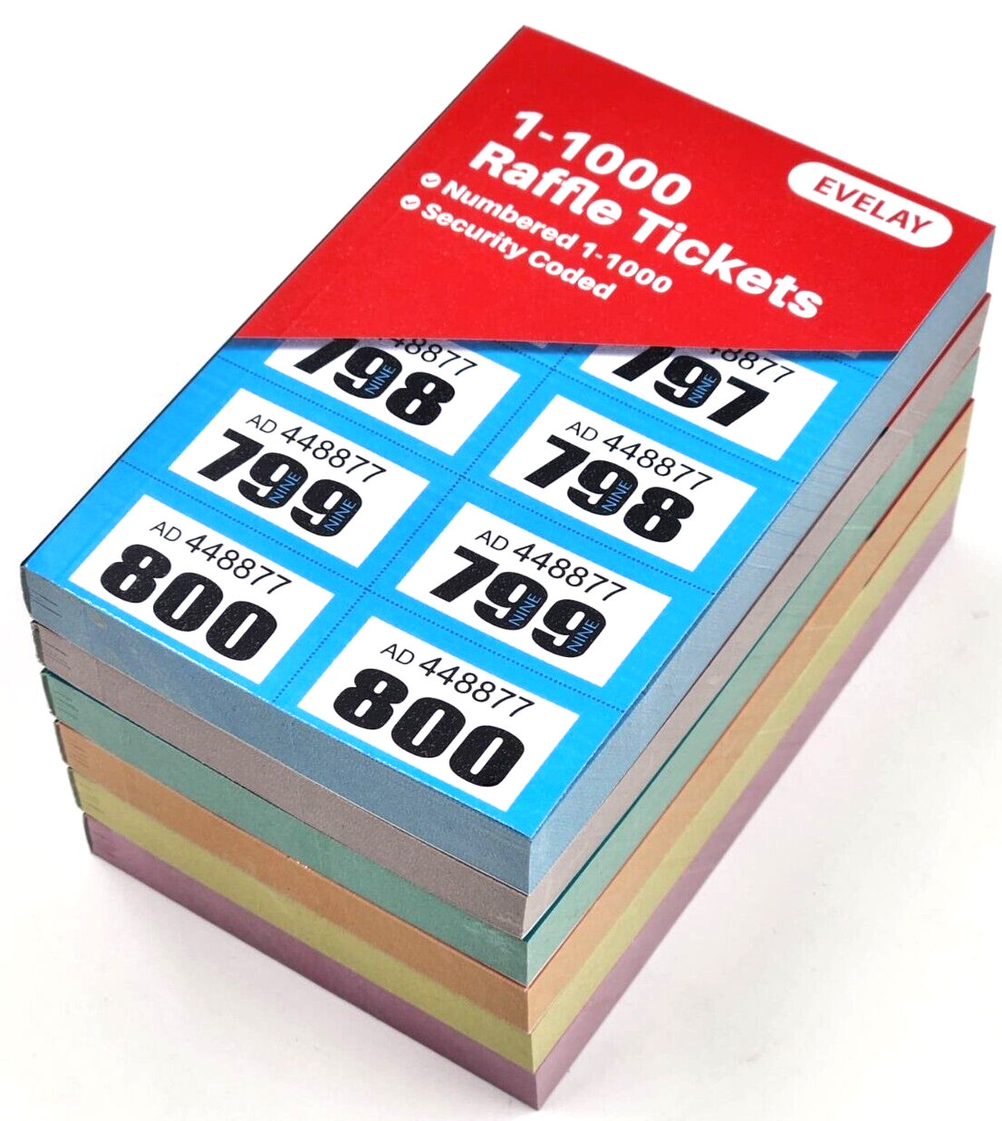 K Raffle Book 12 Books of 1-1000 Cloakroom Raffle Tombola Draw Tickets Numbered Mixed ...