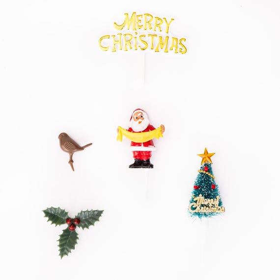 Christmas Cake Topper,21 Pieces Santa Cake Toppers Christmas Cupcake Topper Santa Cake Picks Cake Decoration Supplies B09hwmz4d5