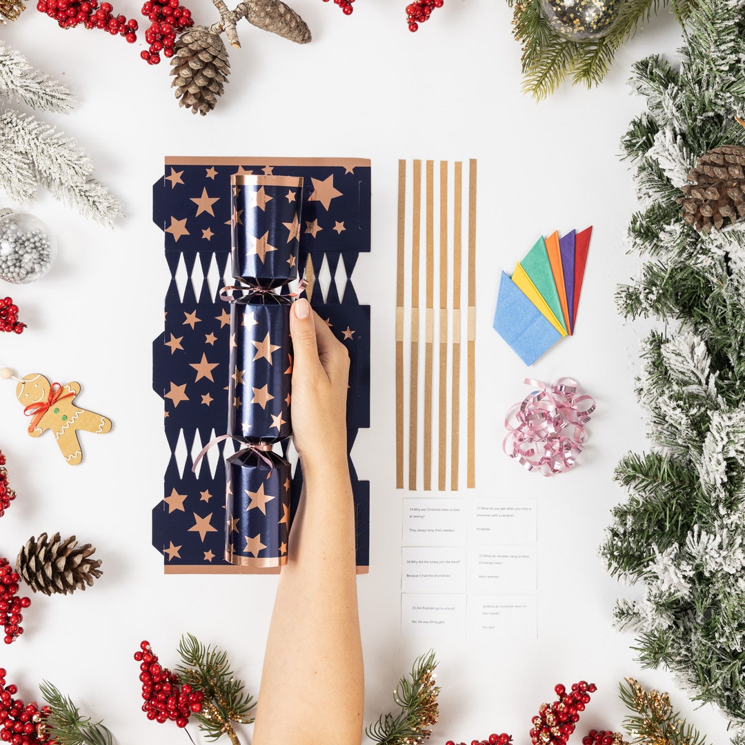 Make Your Own Christmas Cracker Kit Crackers Hats Snaps Navy Etsy UK