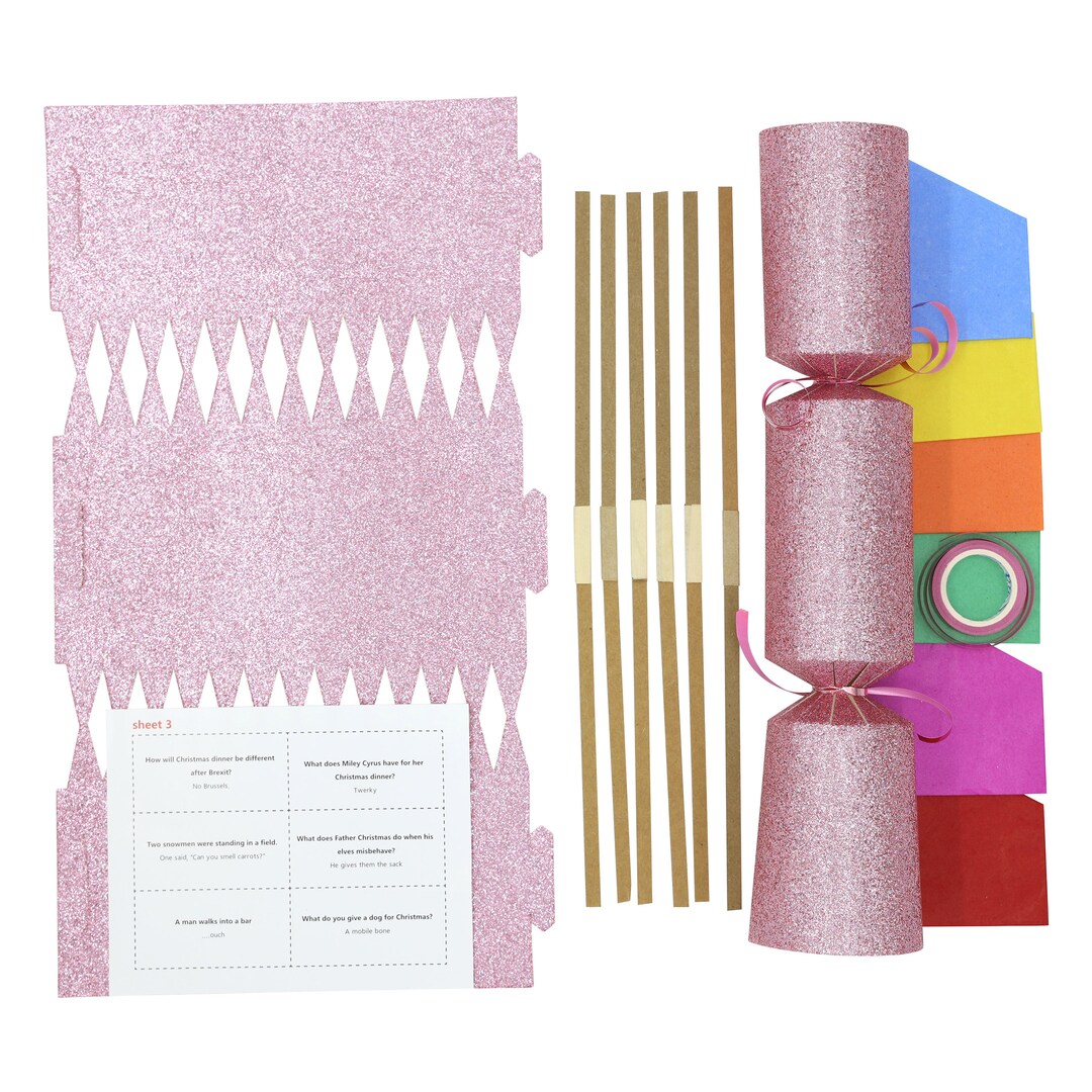 Make Your Own Christmas Cracker Kit Crackers Hats Snaps PINK GLITTER - Etsy