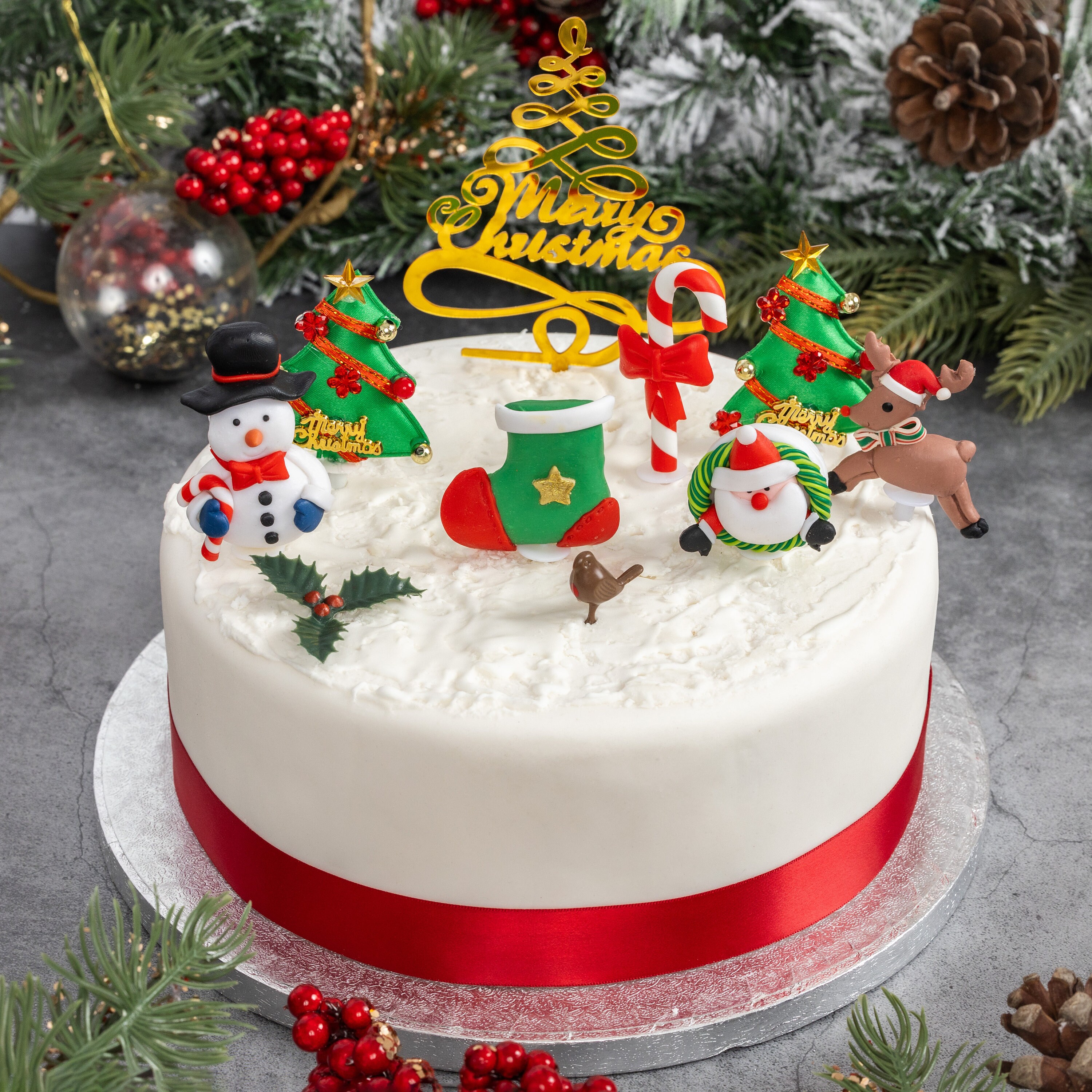 Gâteau de Noël Deluxe - inclus Cake Topper Merry Christmas