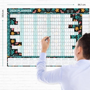 2024 A1 Size Flower Year Wall Planner Calendar Home Office Work 84x59cm ...