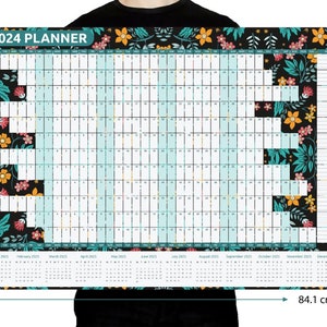 2024 A1 Size Flower Year Wall Planner Calendar Home Office Work 84x59cm