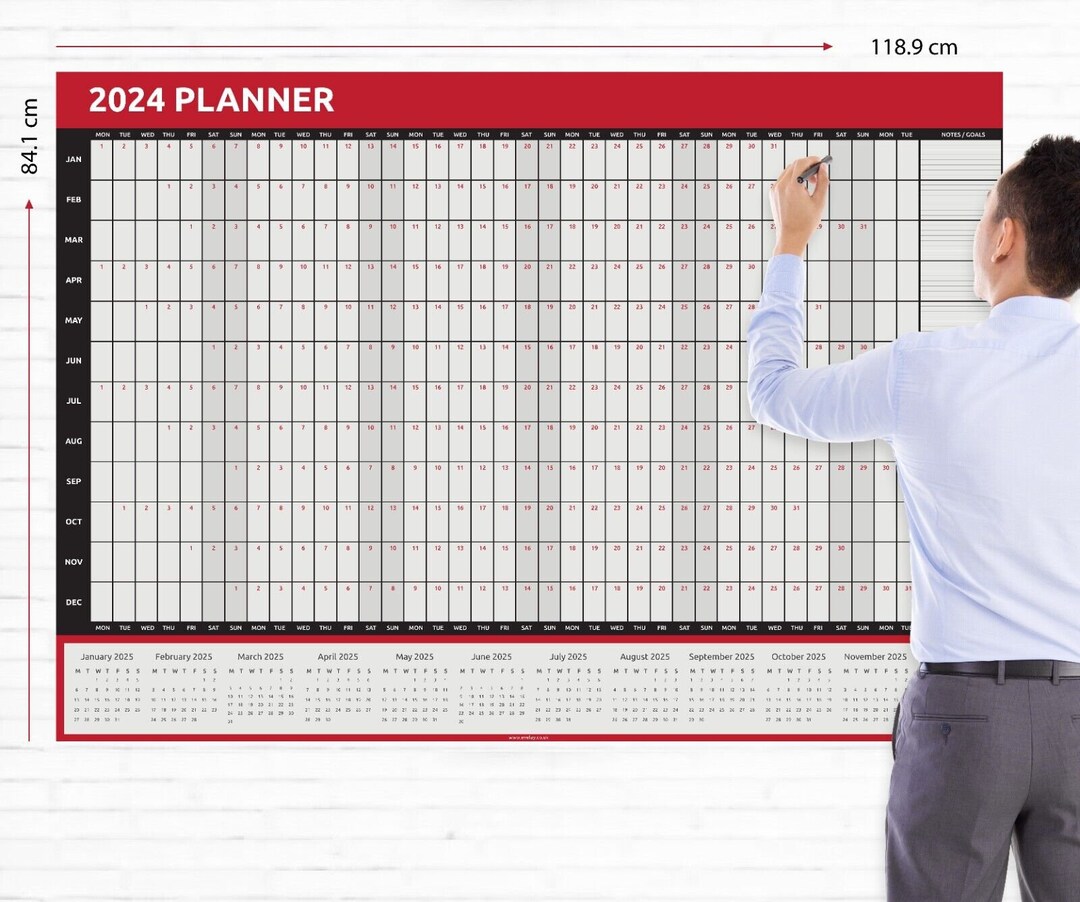 2024 Giant A0 Size Full Year Wall Planner Calendar Home Office Work ...
