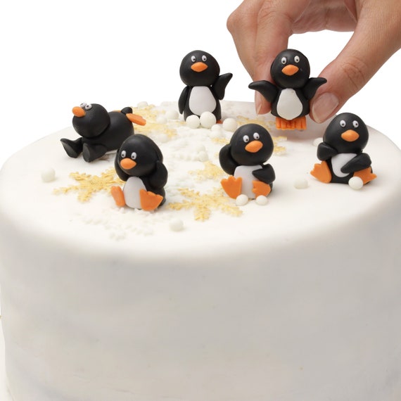 Mini Penguin Christmas Cake Decorations Yule Log Cupcake - Etsy UK