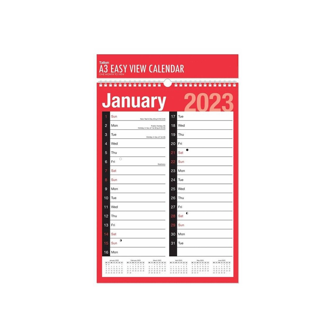 2023 Wall Calendar Large Easy Month to View Work Planner Red Etsy UK