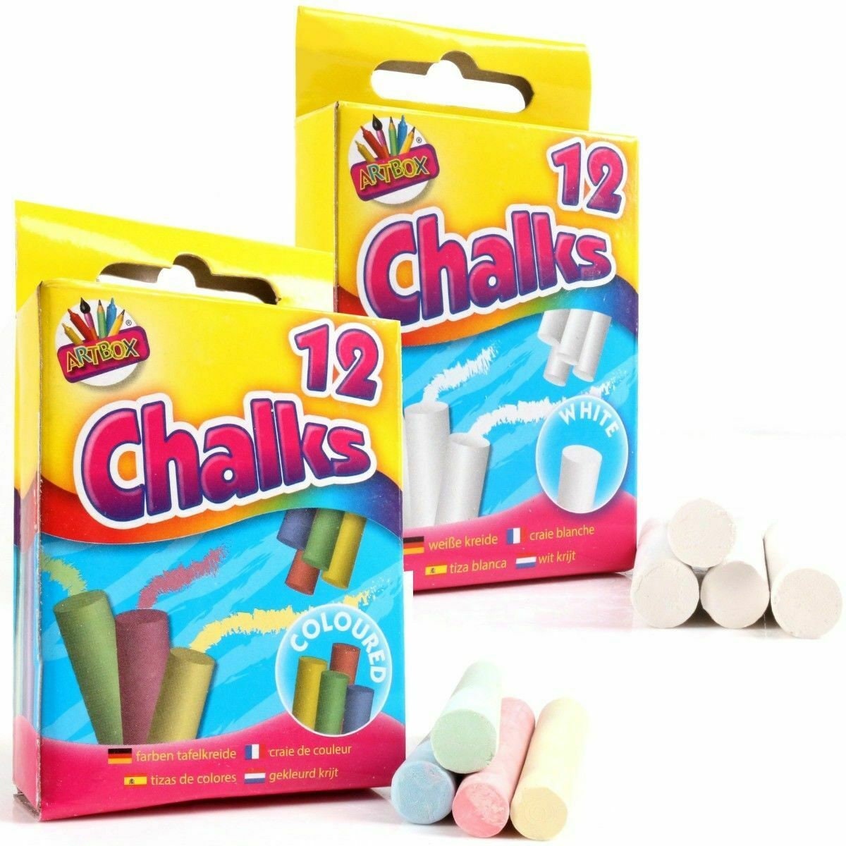 Kids Chalk 24 Sticks 12 White 12 Coloured Blackboard Playground Pub Art Craft Kids Etsy