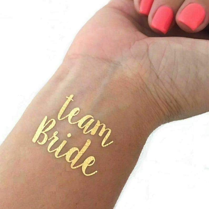 Team Bride Gold Foil Temporary Tattoos - Hen Party Favors (18 Pack) image 1