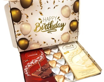 Lindt Lindor Milk White Chocolate Bars Hearts Hamper Gift Treat Happy Birthday