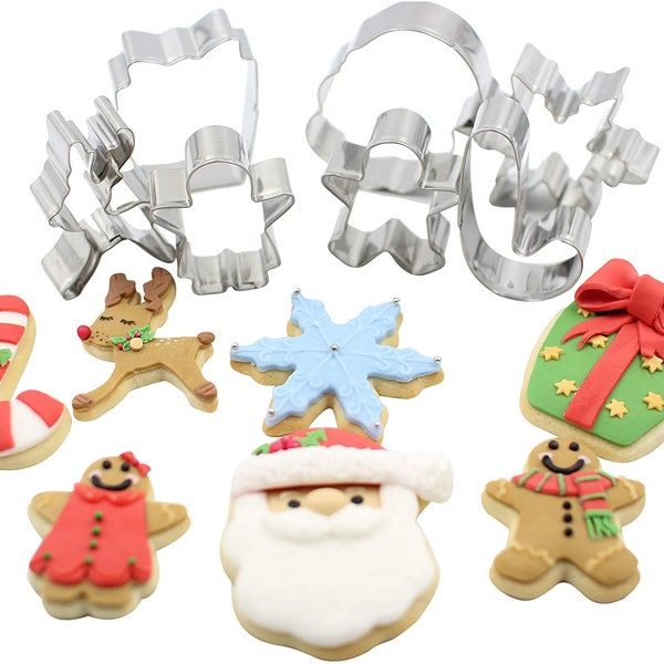 Christmas Cookie metal Biscuit cutters Santa snowflake reindeer Gingerbread 7x