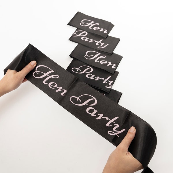 Hen Party Sashes Pink Black Rose Gold Glitter Hen Party