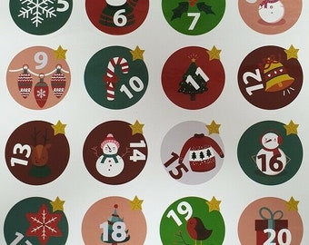24 X Advent Calendar Countdown 24 -1 Sleeps until Christmas Stickers Labels