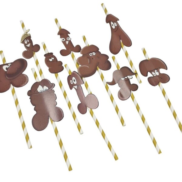 20 Paper Brown Hen Party Night Straws Willy Accessories Girls Out Do Novelty Fun