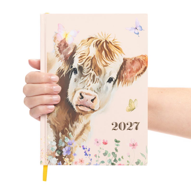 2027 Diary A5 Week to View 2026 Diaries Year Organiser Calendar Highland Cow image 1