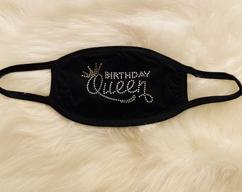 Rhinestone “Birthday Queen” Face Mask | Birthday Queen| Birthday Mask