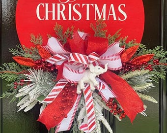 Red and white Delta Christmas Wreath, Luxury Christmas Wreath, Christmas Wreath, Front Door Decor, Glitzy Wreath, Delta Sorority Wreath.