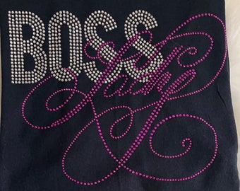 Rhinestone T-shirt “Boss Lady”, Bling T-shirt, Religious T-shirt, Christian Tshirt, Bling, Entrepreneur.