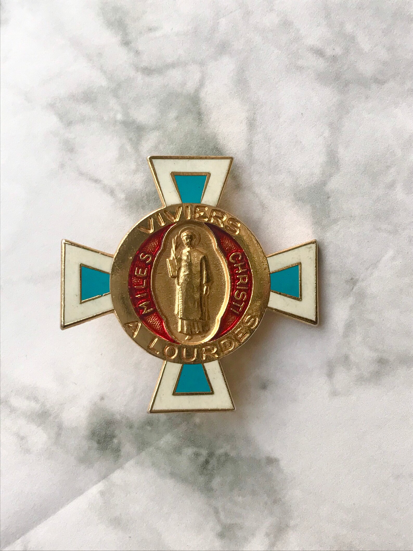 Religious Brooch in Gold and Enamelled Metal Etsy