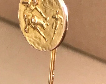 Épingle à Cravate Ou à Chapeau Ancienne - En Plaqué Or Avec Perle, Poinçon FIX, Bel état