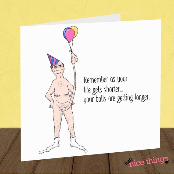 Long Balls Funny Birthday Card Rude Birthday Card Dirty Etsy