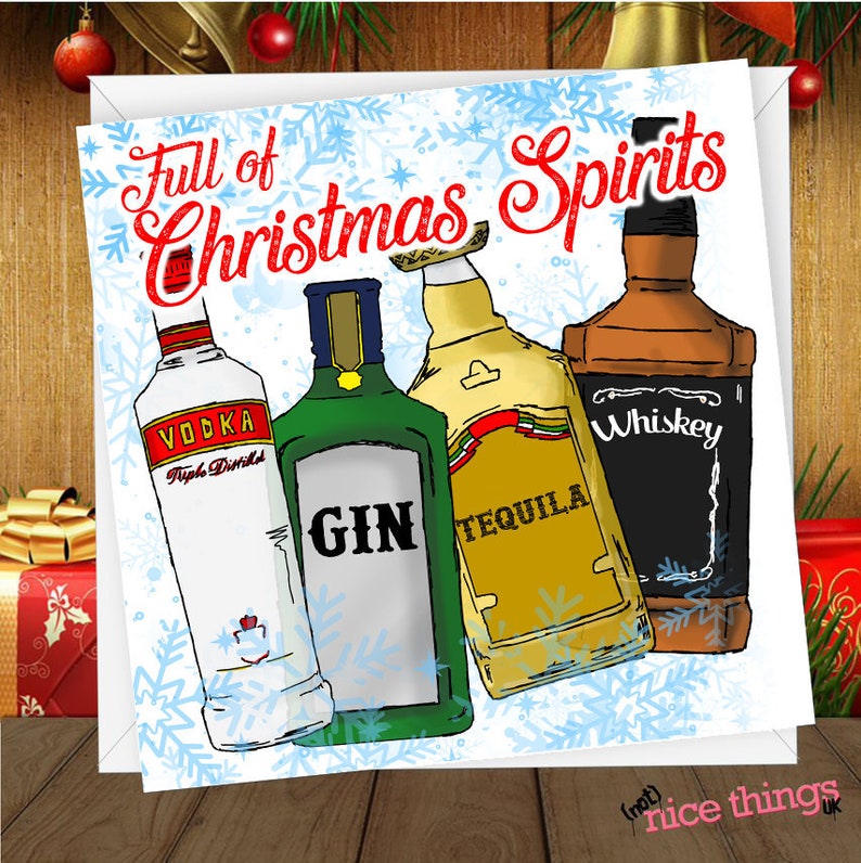 Alcohol Christmas Spirits Funny Christmas Card Rude Etsy