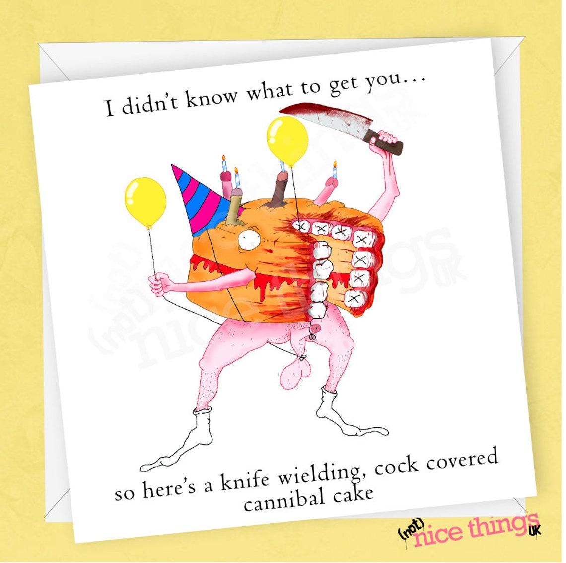 Rude Funny Birthday Cake Card Funny Penis Card Offensive | Etsy