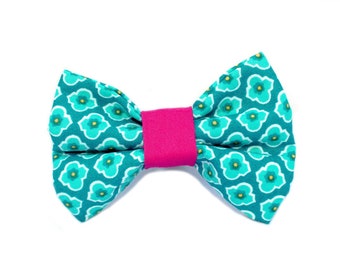 Teal and Pink Pattern Dog / Cat Bow Tie