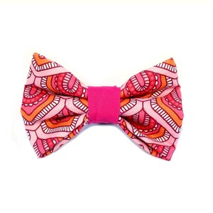Pink & Orange Pattern Dog / Cat Bow Tie