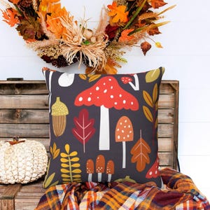 Paddenstoel eikelblad herfstkussens en dekens, herfstbotanisch huisdecor