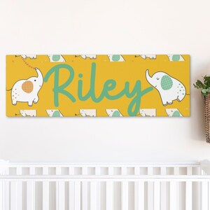 Custom Name Sign, Kids Name Sign, Nursery Sign, Animal Nursery, Animal Kids Decor, Kids Room Decor, Elephant Nursery, Elephant Room, 36x12&quot;