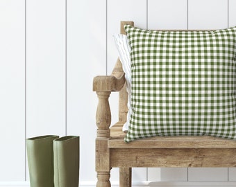 green plaid pillow