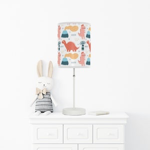 Dinosaur Lamp,  Childrens Lamp, Dinosaur Decor, Silver or White Finish, Kids Room, Nursery Decor, Dinosaur Set, Trim Color Options, 20x7&quot;