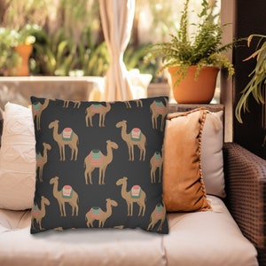 Camel Patterned Throw Pillow, Moroccan Style Camel Throw Pillow, Moroccan Home Decor, Camel Home Decor, Animal Print Pillows