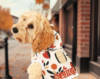 Personalisierter Haustier Hoodie - Botanische Erdtöne, personalisiertes Hunde Sweatshirt