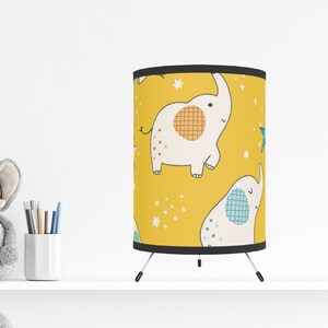 Elephant Lamp, Yellow Lamp, Childrens Lamp, Kids Decor, Tripod Lamp, Kids Room, Kids Lamp, Star Lamp, Nursery Decor, Kids Animals, 11x7x7&quot;