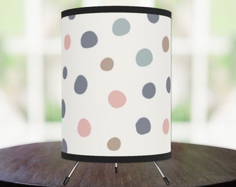 POLKA DOT LAMP,  Multicolor Dots, Pastel Lamp, Bedroom Lamp, Polka Dot Decor,  Soft Tone Decor, Kids Room, Circular Shade, Dot Decor, 7x7x11