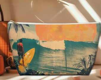 SURFER & WAVES TRAVEL Accessory Makeup Product Zipper Pouch, Vintage Surfer, Surfer Accessories, Beachy Travel Pouch, Surfer Vibe