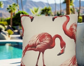 Cuscino decorativo tropicale con motivo fenicottero, decorazione rosa tropicale, decorazione per la casa con fenicotteri, cuscini estivi da esterno, regalo con decorazione fenicottero