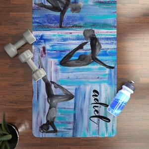 Custom Yoga Mat, Personalized Yoga Mat, Female Yoga Poses Mat, Yoga Teacher Gift, Yoga Lover Gift, Feminist Gift, Bridesmaid Gift, 24 X 68&quot;