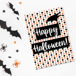Tarjeta de Halloween, imprimible, tarjeta de felicitación de Halloween, feliz Halloween, linda tarjeta de Halloween, descarga digital, 5 x 7 pulgadas, se adapta a un sobre A7