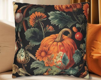 Fall Pillow Autumn Pumpkin Botanical Black Harvest, Fall Home Décor, Autumn Home Décor, Botanical Fall Aesthetic, Outdoor Fall Pillows
